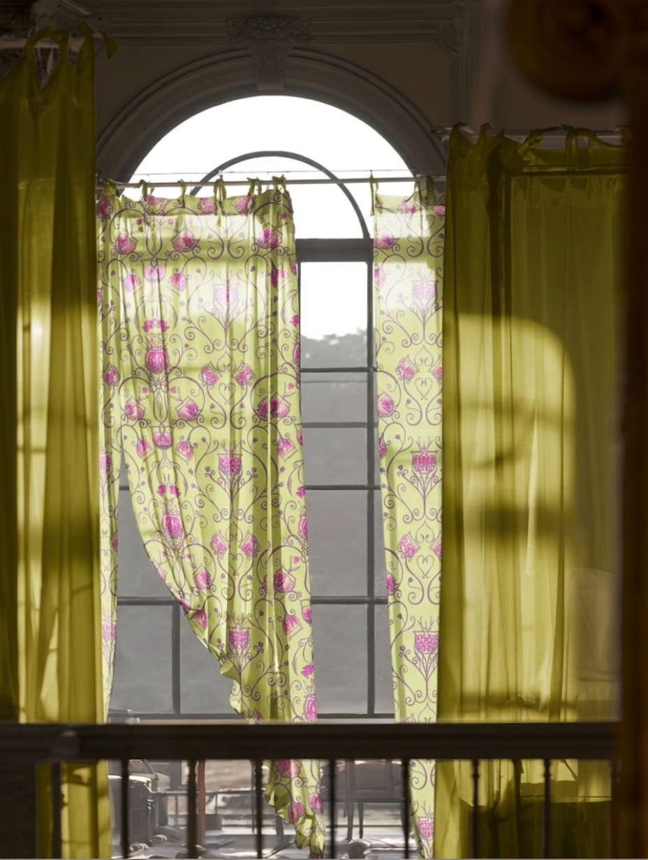 Aquarium Flower Sheer Curtains