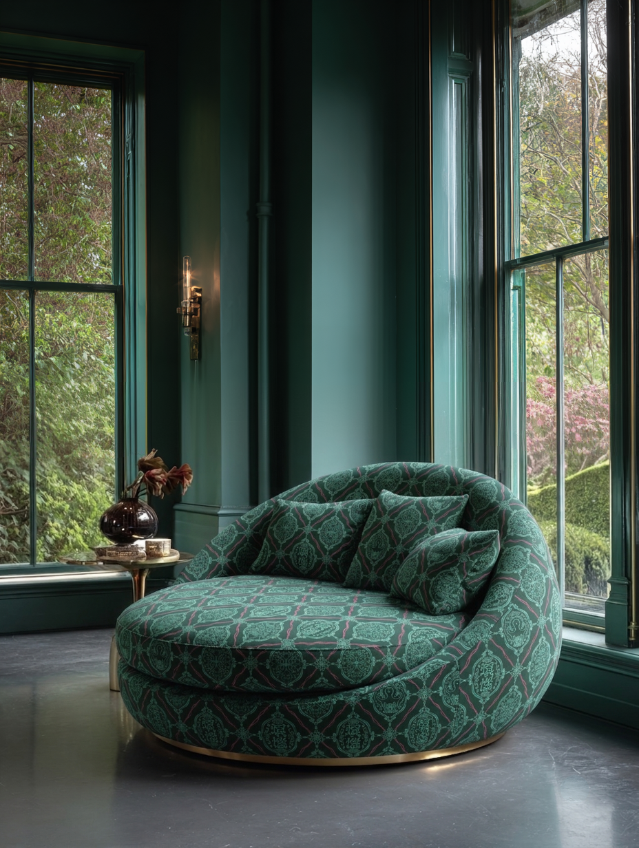 Peacock Green Round Sofa