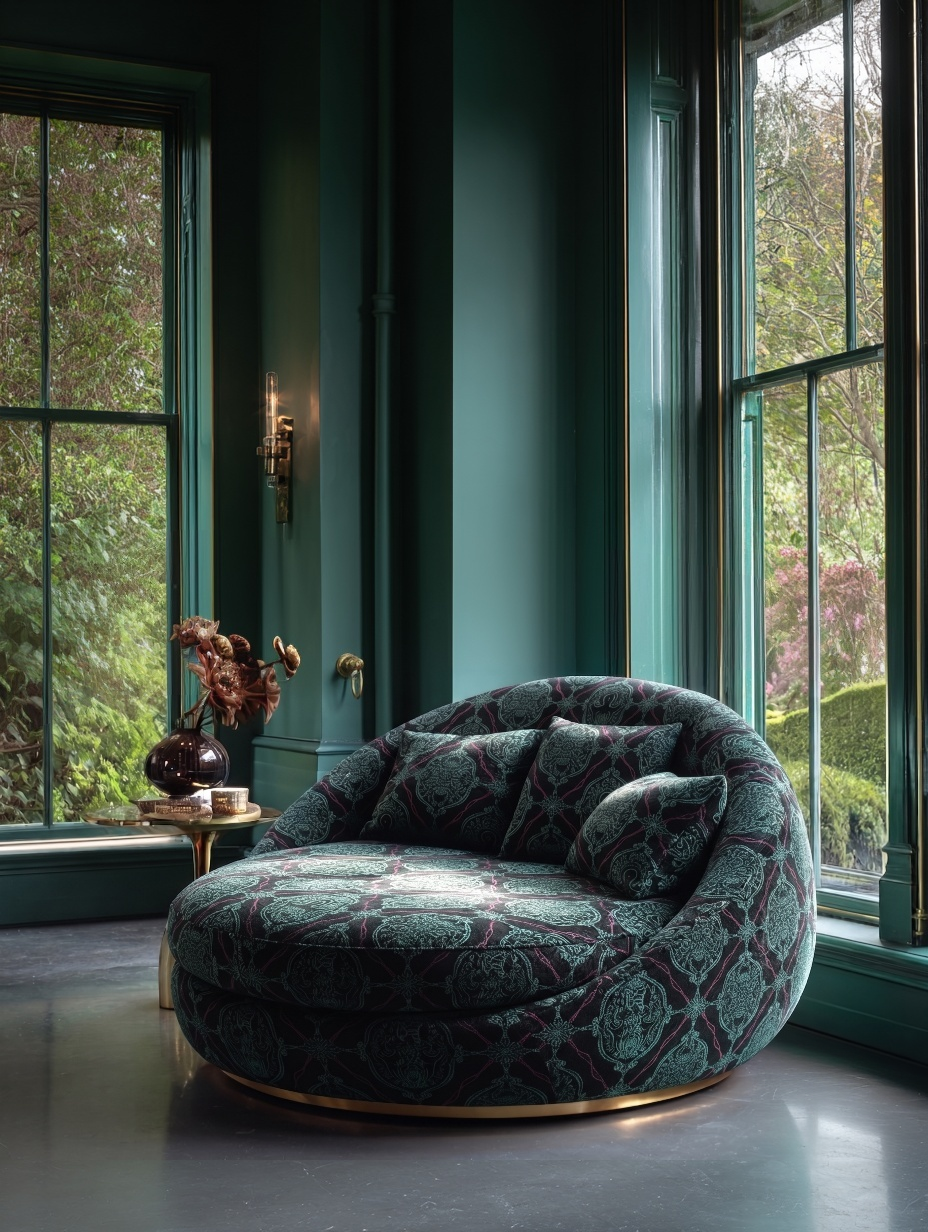 Green round sofa